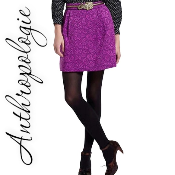 ANTHROPOLOGIE HD in Paris Magenta Pink Brocade Mini Skirt, Size 6 - Picture 3 of 11